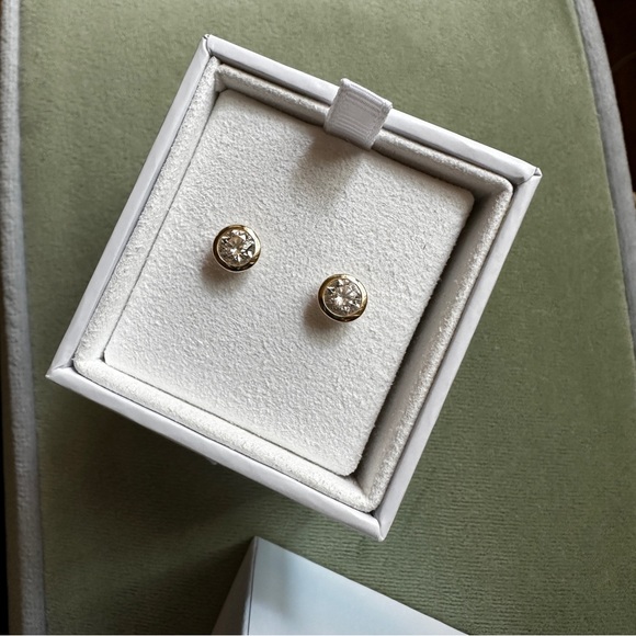 1ct. Diamond Studs with 14k Bezel - Picture 1 of 5